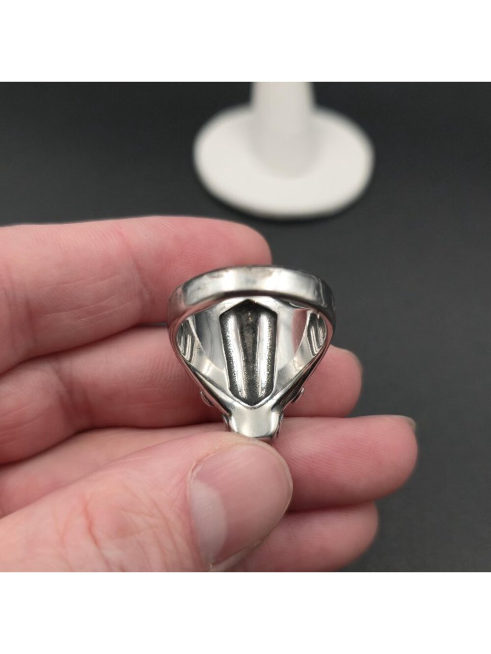 Size 10.5 Stainless Steel Gothic Coffin Dark Aesthetic Band Ring A7458 - Picture 5 of 8